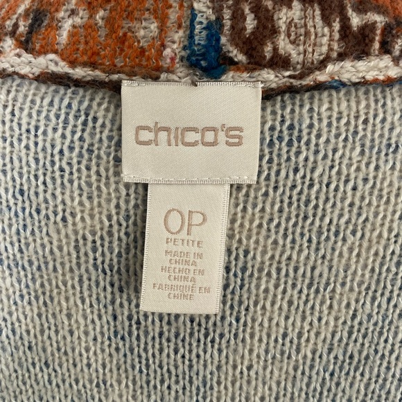 Chicos blue and brown knee length open front sweater size 0P - Picture 4 of 5